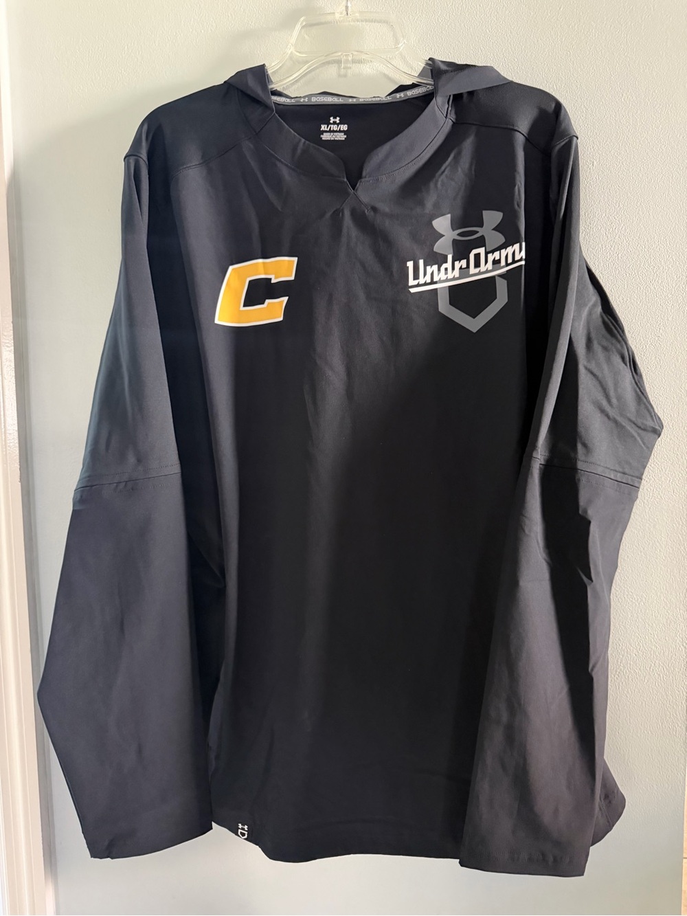 Under Armour Men’s Black Hooded Athletic Pullover with Yellow Chest Logo